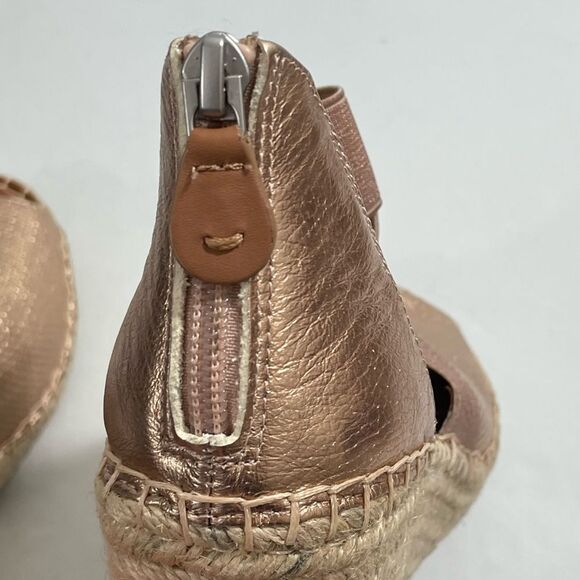 Gentle Souls Kenneth Cole Charli Cross Elastic Wedge Sandals Rose Gold 7 Shoes - Picture 11 of 12